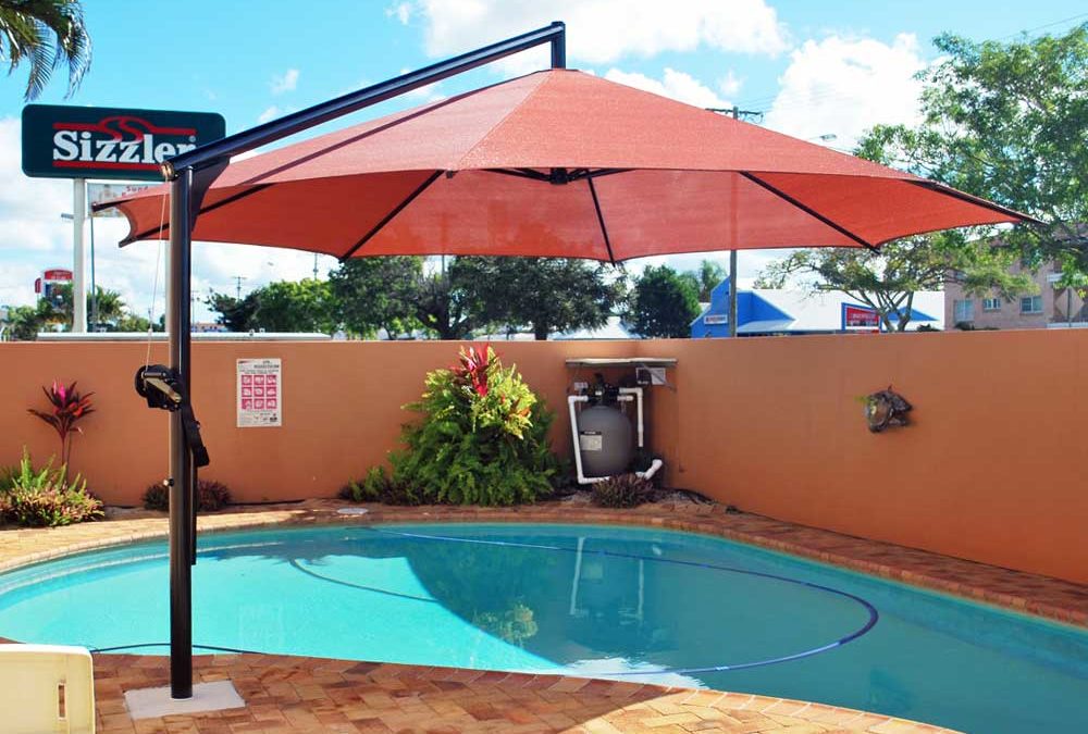 Red On Black Motel Pool Umbrella