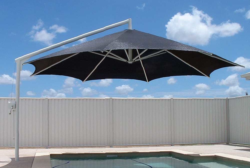 Black on White Pool Umbrella